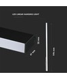 40W LED lineært pendelarmatur, sort - Samsung LED chip, 6400K, 120cm, 5 års garanti