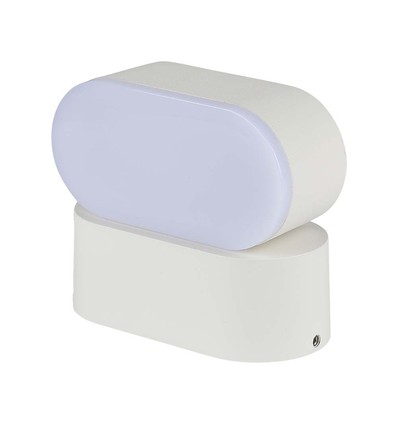 6W oval væglampe - IP65, hvid, drejbar, inkl. lyskilde