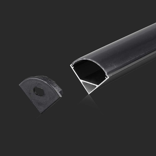 Monteringssæt med diffuser til LED-strip - 2000x15,8x15,8mm, Sort