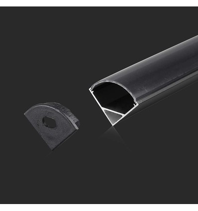 Monteringssæt med diffuser til LED-strip - 2000x15,8x15,8mm, Sort