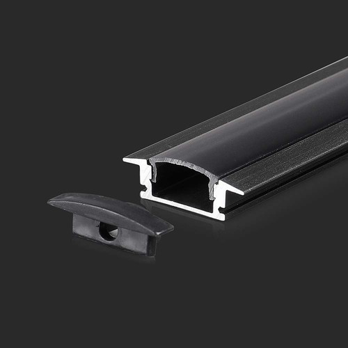 Monteringssæt til LED-stribe - 2000x24,7x7mm, diffuser, sort