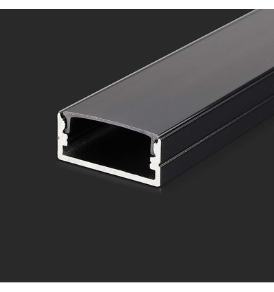2m sort aluprofil monteringssæt - 23,5x10mm, inkl. sort cover