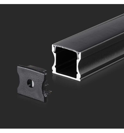 2m Alu profil til LED strips, hvid - Inkl. mælkehvidt cover, til 20mm strips, overflademontering