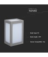 12W LED væglampe, IP65 - Grå, 1250lm, 3000K, udendørs, firkantet
