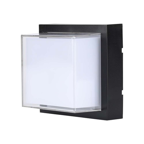 12W kvadratisk LED væglampe, sort - 4000K, 1200lm, IP65, inde / ude