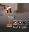 3W bordlampe - LED, genopladelig, touch, dæmpbar, 4000K, guld, hus