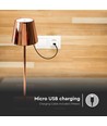 3W bordlampe - LED, genopladelig, touch, dæmpbar, 4000K, guld, hus
