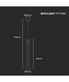 GU10 tube pendel, Ø6x50cm - Aluminium, IP20 indendørs, uden lyskilde