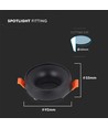 GU10 - Lampe, rund, sort ramme, sort reflektor