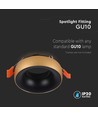 GU10 indbygningsspot - Rund, guld kant, sort reflektor, IP20, aluminium, udskæring: Ø60mm, uden lyskilde