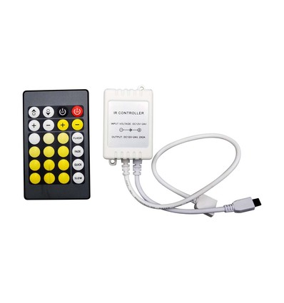 Infrarød controller med fjernbetjening til CCT/RGB - 12V-24V, 6A, 24 knapper, til 3-i-1 LED strips