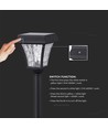 2W LED solcelle havelampe med spyd - Sort, 3-i-1 CCT, bevægelsessensor, IP65, højde 93cm, aluminium