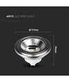 GU10 12W dæmpbar AR111 LED pære - RA90, 6400K, 40 grader, 1031lm