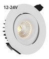 6W indbygningsspot - RA90, Hul: Ø7,5 cm, Mål: Ø9 cm, hvid kant, dæmpbar, 12-24V