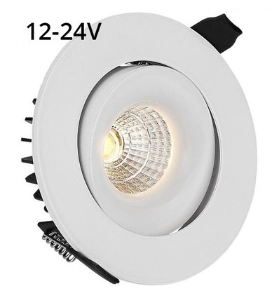 LEDlife 9W indbygningsspot - Hul: Ø9,5 cm, Mål: Ø11,5 cm, RA90, hvid kant, 12V-24V