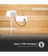 2W genopladelig LED bordlampe, hvid - IP54, touch dæmpbar, 5V, varm hvid, op til 10 timers batteri