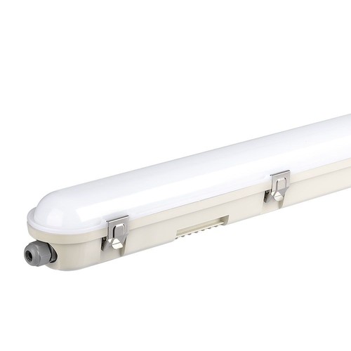 36W LED WP Lampe - 120cm, Samsung Chip, Nød-Kit, Mælkeagtig Dæksel, SS Klips, 6500K