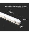 120cm 36W vandtæt komplet LED armatur med nødlys - Samsung LED chip, 120lm/W, IP65, 4000K, 3 timers batteridrift