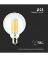 E27 6W LED filament pære - G95, 600lm, 3000K, 300° spredning