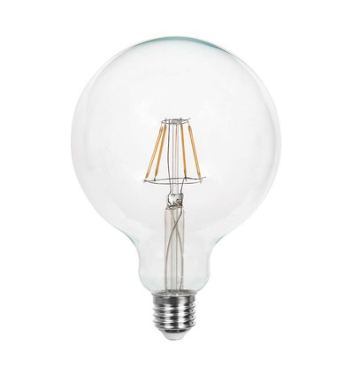 E27 10W LED filament globe pære - G125, 1055lm, klart glas, 125x173mm