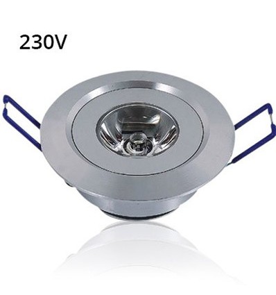 1W indbygningsspot - Hul: Ø4,2 cm, Mål: Ø5,2 cm, 2,2 cm høj, 230V