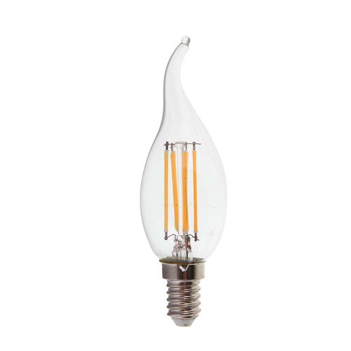 E14 4W LED filament kertepære med flamme - 400lm, 4000K, kold hvid