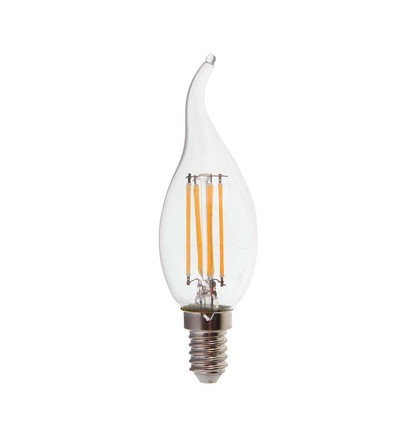 E14 4W LED kertepære med flamme - Filament, 400lm, 6500K, Samsung LED chip
