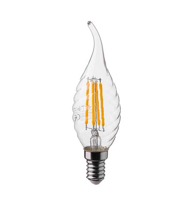 E14 4W LED flammepære - Kultråd, kertepære med twist og flamme facon