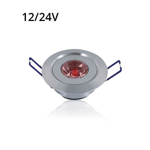 LEDlife 1W indbygningsspot med rødt lys - Hul: Ø4,4 cm, Mål: Ø5,2 cm, 2,2 cm høj, dæmpbar, 12V/24V