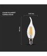 E14 4W LED flammepære - Kultråd, kertepære med twist og flamme facon