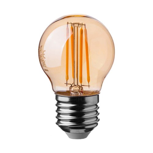 V-Tac LED 4W Ravfarvet kronepære E27 - G45, kultråd, 2200K