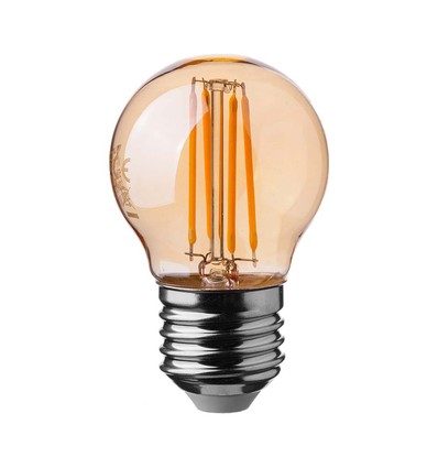 V-Tac LED 4W Ravfarvet kronepære E27 - G45, kultråd, 2200K