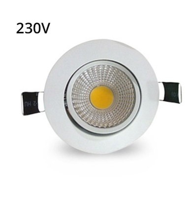 LEDlife 3W indbygningsspot - Hul: Ø7-8 cm, Mål: Ø8,5 cm, hvid kant, dæmpbar, 230V