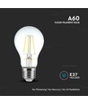 E27 10W LED filamentpære - A60, klart glas, 6500K, 1055lm