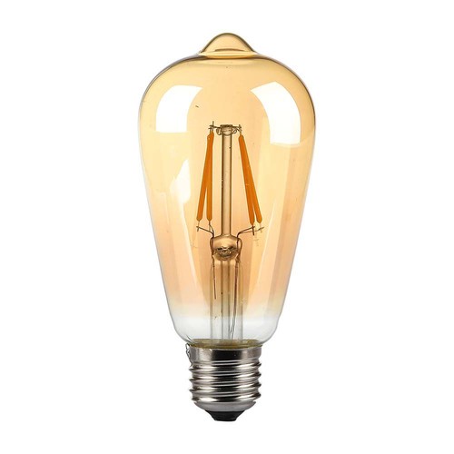8W pære E27 - LED, ST64, amber belægning, kultråd, 2200K