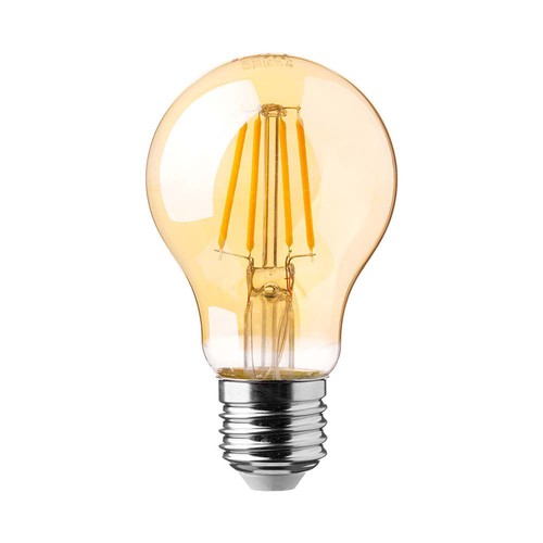 A60 LED Pære - 12W, E27, Kultråd, Amber Dæksel, 2200K