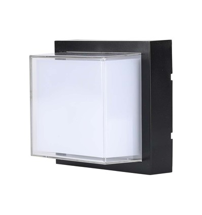 12W LED Væglampe - 3000K, Sort, Kvadratisk