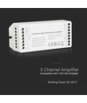 5-kanals LED forstærker til 12V/24V - 15A, hvid, til RGB+W / RGB / enkeltfarvet LED strips
