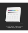 4 Zone RGB+W WiFi vægpanel fjernbetjening, 3V - 86x86mm, hvid, 4 zoner, dæmpbar, RF 2.4GHz
