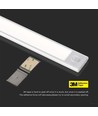 30cm 1,5W LED skabslampe med PIR sensor - 5V, 110lm, 3000K, genopladelig, sølv, magnetisk montering