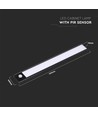 2W skabslys - LED, PIR sensor, 3000K, sort, IP20
