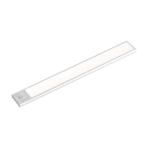 40cm 2W LED skabslampe med PIR sensor, 5V - Sølv, 2200mA batteri, IP20, 3000K