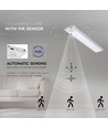 60cm 2,5W LED kabinetlys med PIR sensor - 5V, sølv, 3000mA batteri, genopladelig, 3000K