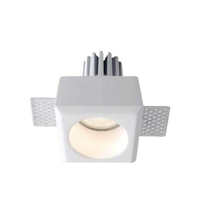 GU10 indbygningsspot i gips - Rund, hvid, 80x80mm, hul: 85x85mm, IP20, uden lyskilde