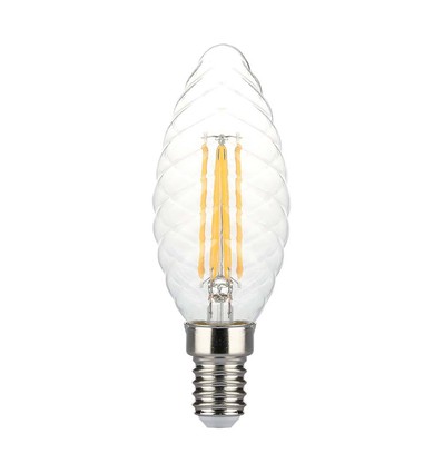 E14 4W dæmpbar LED kronepære - Twisted candle filament, 350lm, varm hvid
