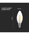 E14 4W dæmpbar LED kronepære - Twisted candle filament, 350lm, varm hvid