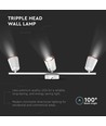 18W LED væglampe - 4000K, hvid, 3 hoveder