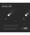 9W LED væglampe, sort - 4000K, 840lm, IP20, dobbelt hoved, indendørs, inkl. lyskilde