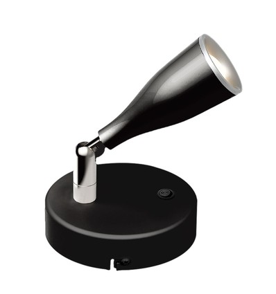 Væglampe 4,5W LED - 3000K, sort, med afbryder