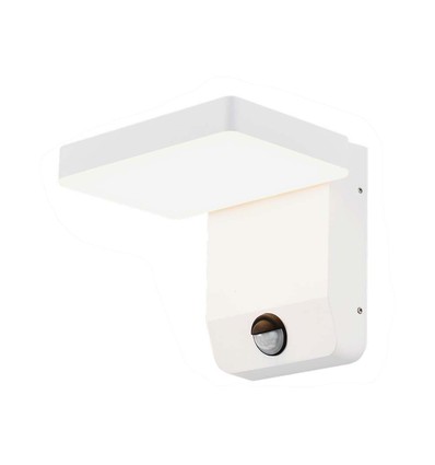 17W væglampe - LED, sensor, 3000K, hvid, kvadratisk, IP65.